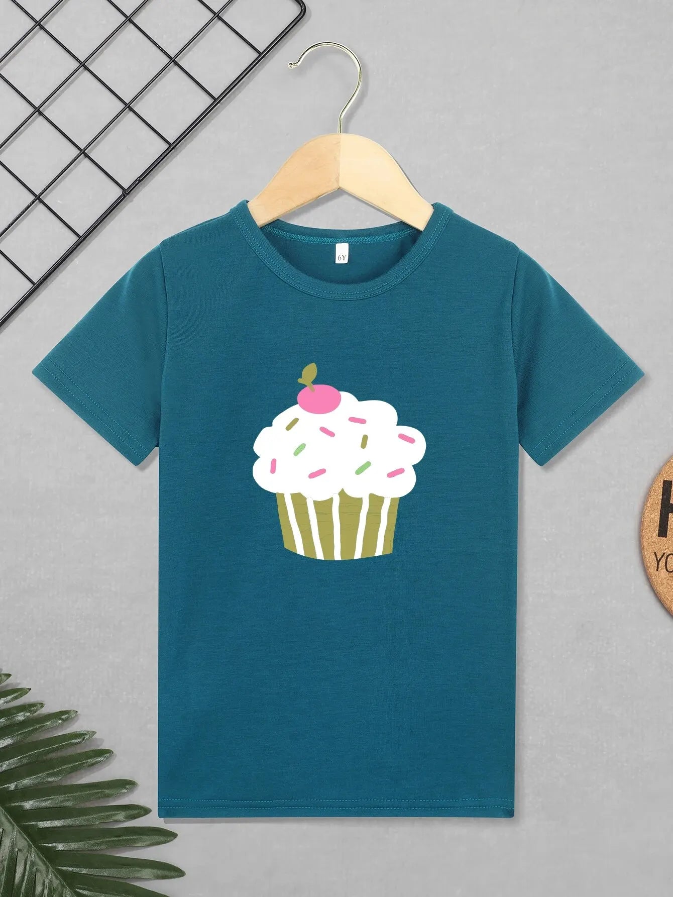 Girls Cupcake Graphic T-Shirt | Casual Short Sleeve Kids Top - Dhavinci