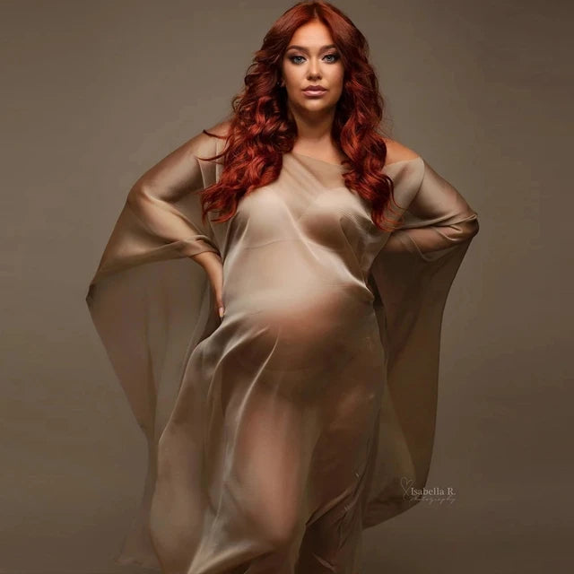 Silk Gown Maternity Photography Props Dress Chiffon Cloak Simple Modeling Fabric Pregnancy For Baby Showers Woman Photo Shooting - Dhavinci