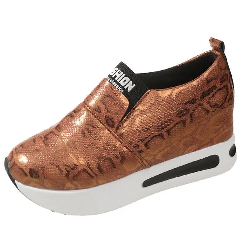 Leopard Print Loafers for Women | Chunky Platform Slip-On Sneakers - Dhavinci