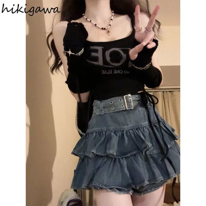 Sweet Denim Skirts Women 2024 Faldas Mujer De Moda High Waist A-line Cute Saia Chic Summer Jupe Casual Fashion Y2k Mini Skirt - Dhavinci