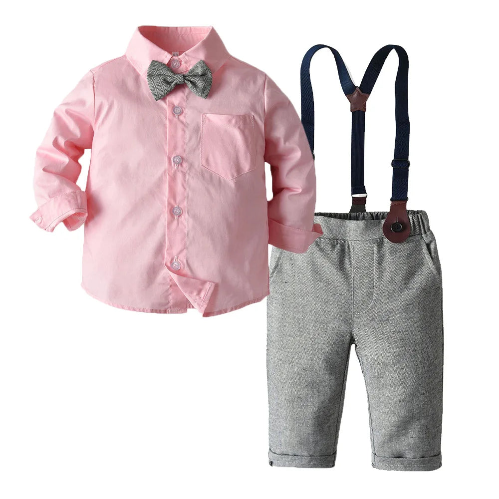 4-Piece Baby Boy Clothing Set | Autumn Infant Tops, Vest & Overalls