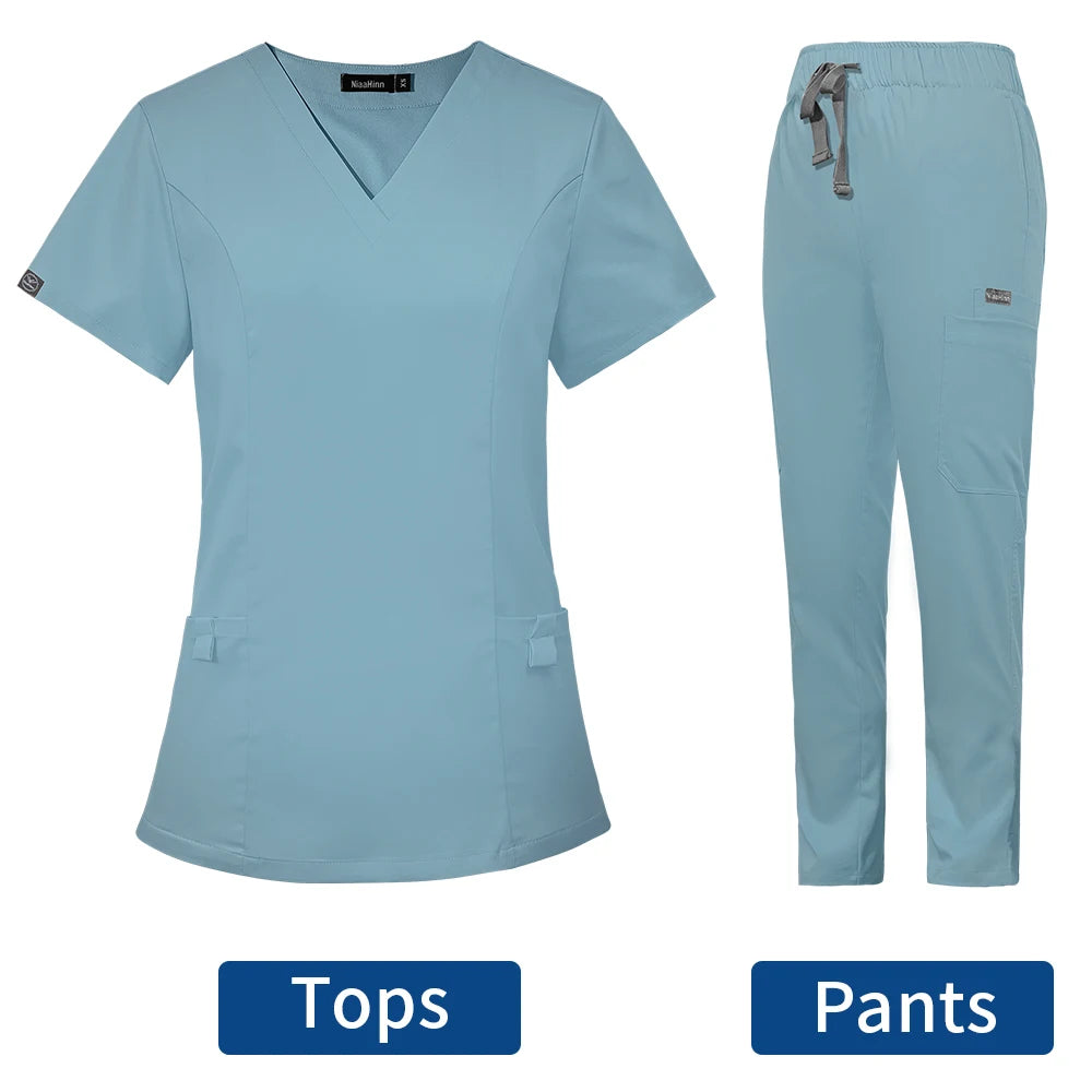 Short Sleeved Hospital Doctor Uniforms Spa Uniforms Dental Clinic Medical Scrubs Suits Pet Grooming Veterinary Nurse Accessories - Dhavinci