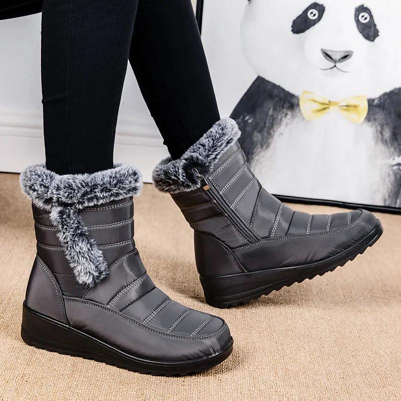 Faux Fur Winter Boots - Waterproof Non-Slip Snow Boots for Women - Dhavinci