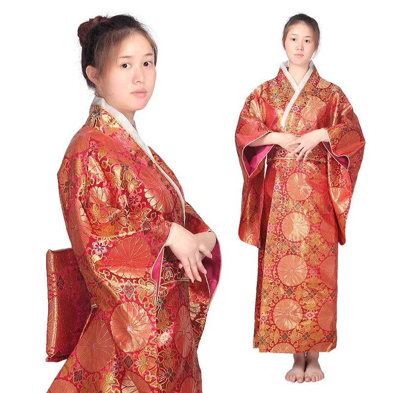 Fashion National Trends Women Sexy Kimono Yukata With Obi Novelty Evening Dress Japanese Cosplay Costume Floral One Size - Dhavinci