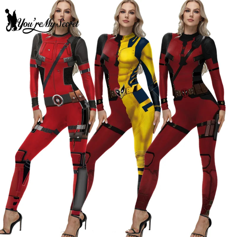 [You're My Secret] Cosplay Superhero Wolverine Deadpool Costume Anime Halloween Party Zentai Catsuit Women Men Bodysuit Jumpsuit - Dhavinci