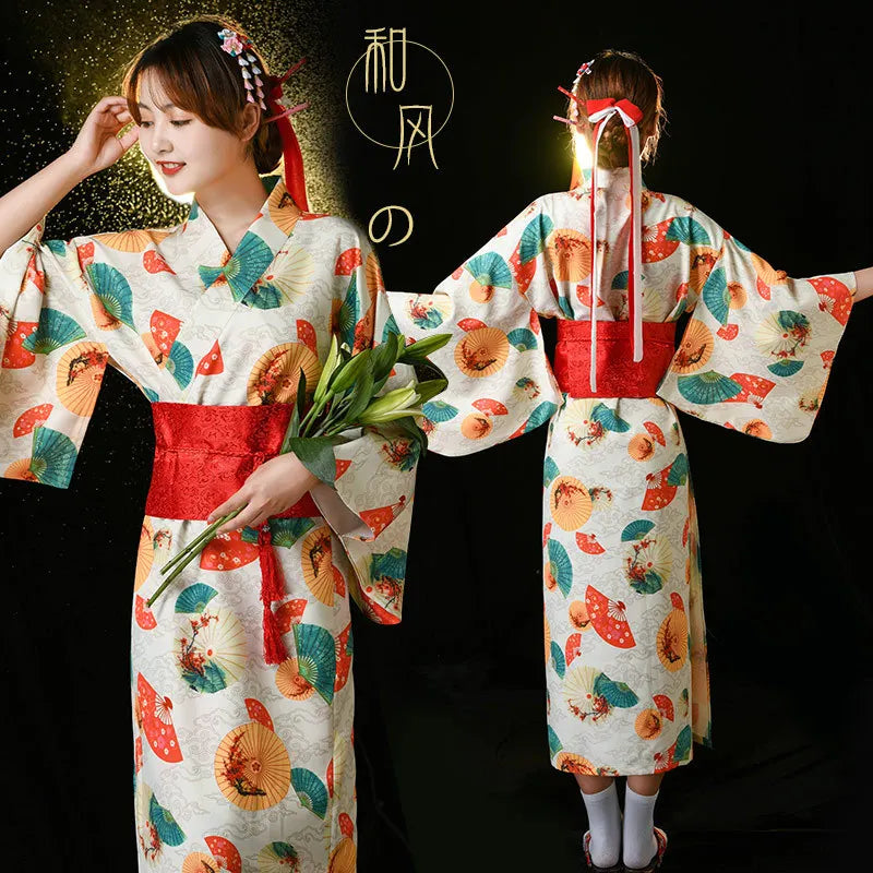 Fashion National Trends Women Sexy Kimono Yukata With Obi Novelty Evening Dress Japanese Cosplay Costume Floral One Size - Dhavinci