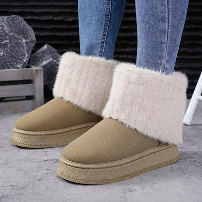 Warm Faux Fur Snow Boots for Women | Non-Slip Plush Platform Ankle Boots - Dhavinci