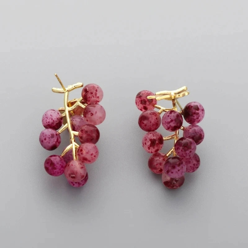 Grape Dangle Earrings | Fruit-Shaped Stylish Dangling Accessories