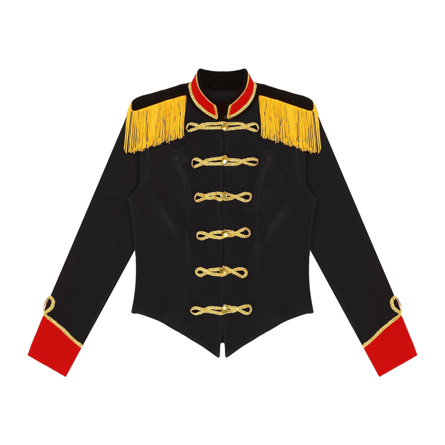 Women Halloween Circus Ringmaster Cosplay Costume Long Sleeve Stand Collar Velvet Jacket Coat for Theme Party Festival Roleplay - Dhavinci