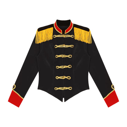 Women Halloween Circus Ringmaster Cosplay Costume Long Sleeve Stand Collar Velvet Jacket Coat for Theme Party Festival Roleplay - Dhavinci