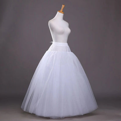 White Tulle Petticoat for A Line Style Wedding Dress 4-Layers No Hoops Bridal Wedding Accessories Long Petticoats Underskirt - Dhavinci