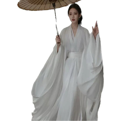 White Hanfu Dress Women Ancient Chinese Hanfu Female Halloween Fairy Cosplay Costume 2023 Summer Dress Hanfu Dress Plus Size - Dhavinci