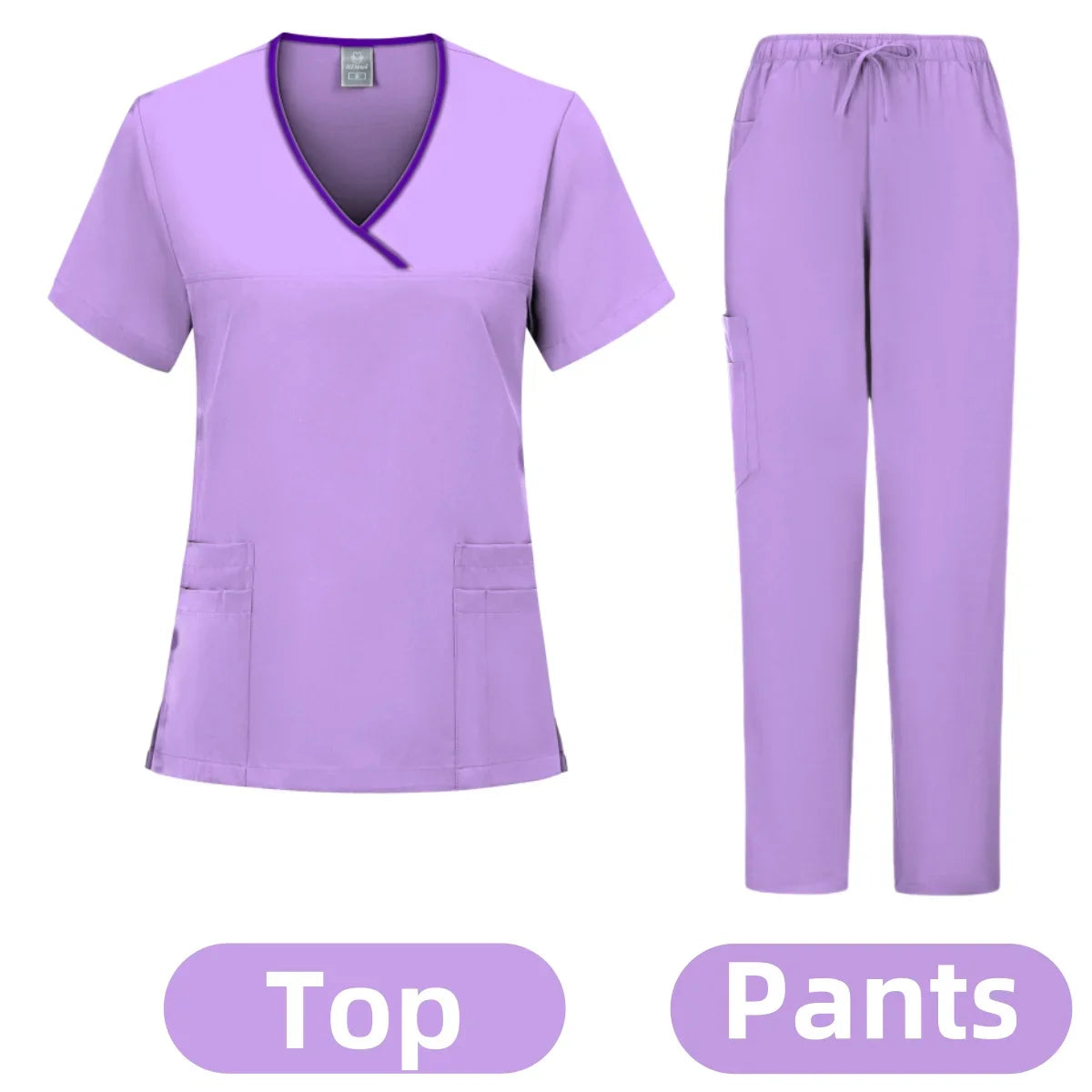 Medical Nurse Beauty Salon Workwear Clinical Scrubs Top + Pant Spa Doctor Nursing Tunic Suit Surgical Uniforms Woman Scrub Set - Dhavinci