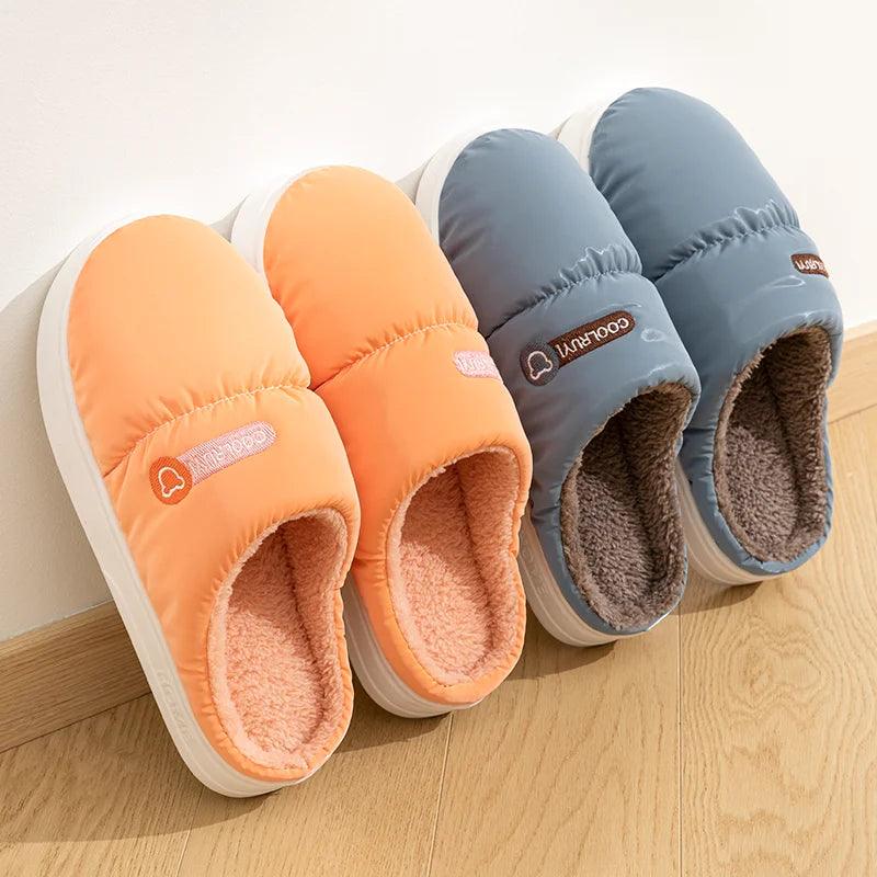 Winter Home Cotton Slippers for Women | Soft Plush Fluffy Non-Slip Slides - Dhavinci