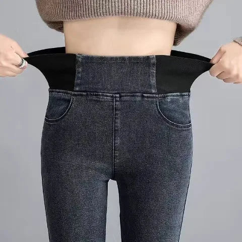 High Waist Skinny Jeans | Oversize Slim Fit Vintage Wash Denim Pants for Women - Dhavinci