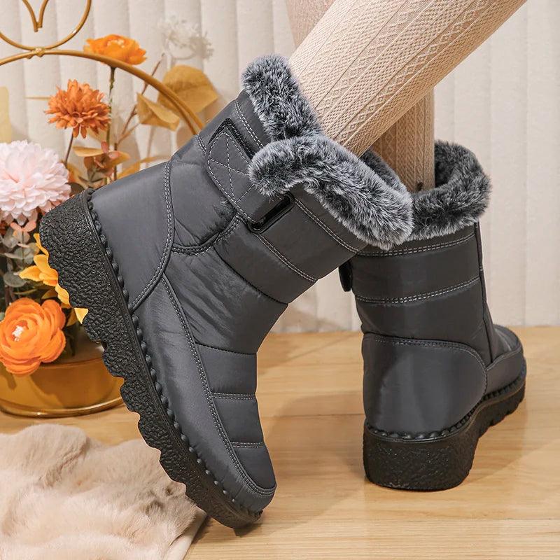 Women’s Waterproof Snow Boots | Plush Faux Fur Winter Boots - Dhavinci