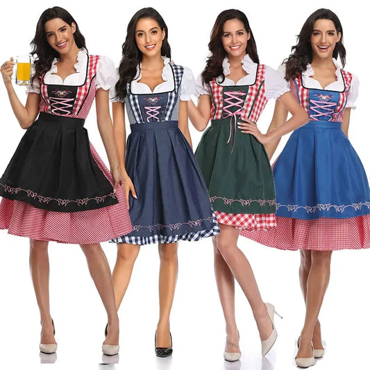 Women's Oktoberfest Dirndl Costume | Traditional Bavarian Beer Girl Dress - Dhavinci