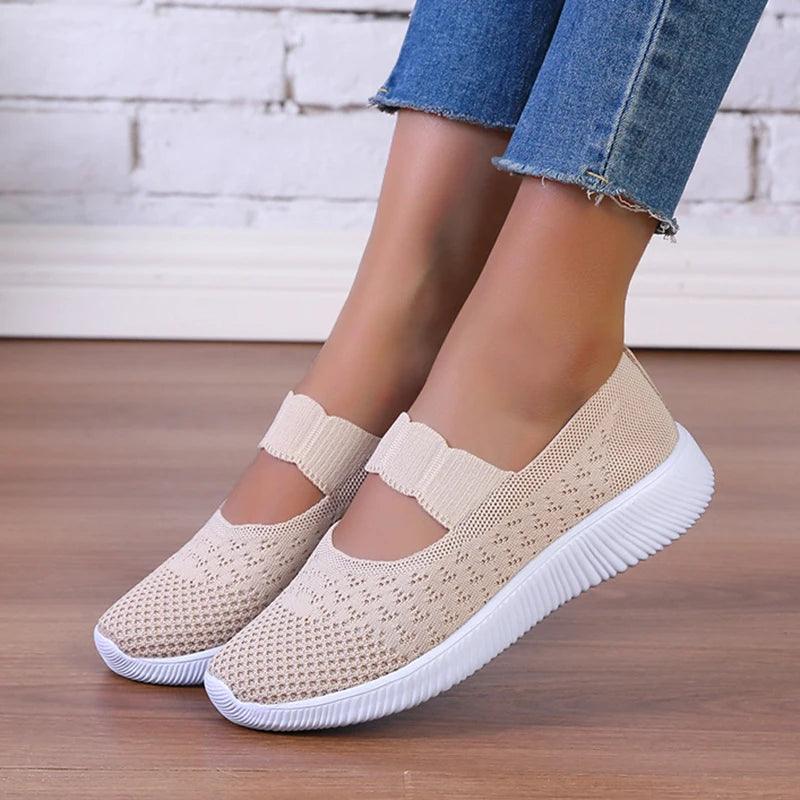 Breathable Knitting Flats for Women - Light Slip-on Casual Sneakers - Dhavinci