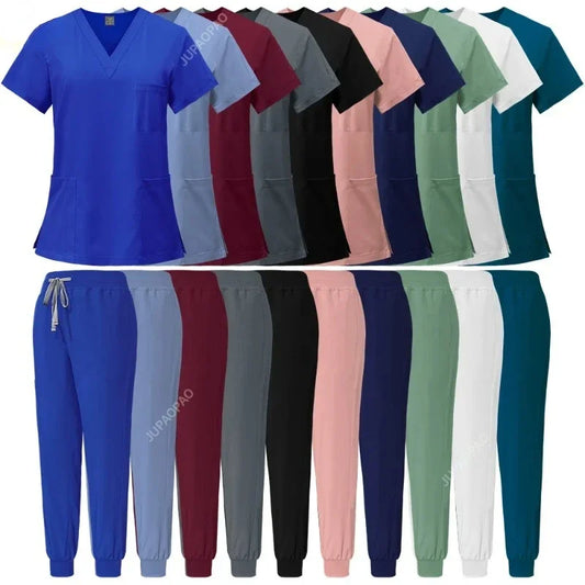 Slim Fit Medical Scrubs Uniform Women Scrub Sets Nursing Accessories Hospital Surgery Gowns Dental Clinic Beauty Salon Workwear - Dhavinci