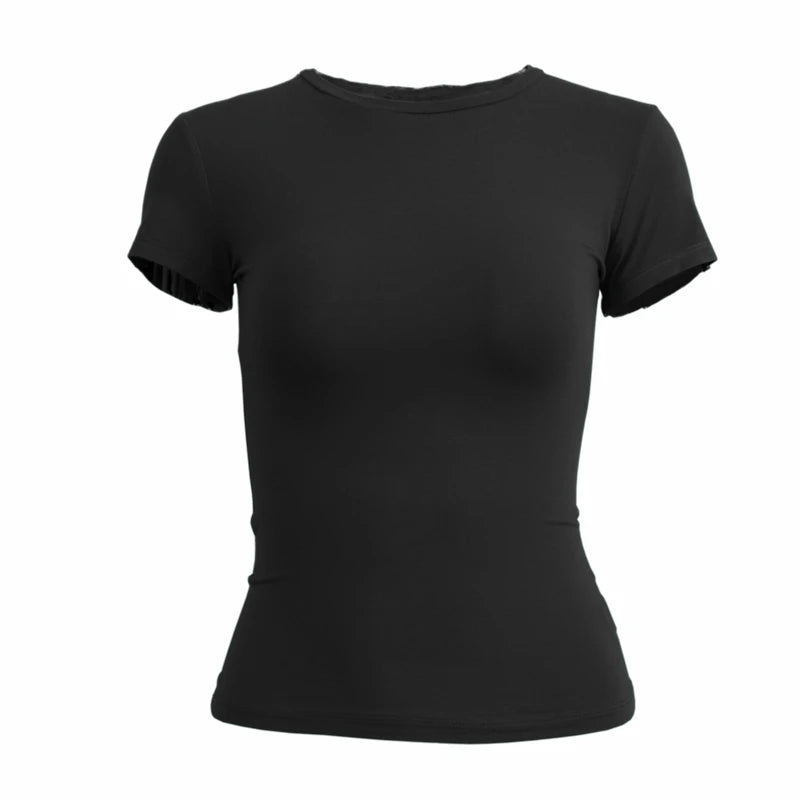 Slim Fit Short Sleeve T-Shirt for Women | Y2K Sporty Streetwear - Dhavinci