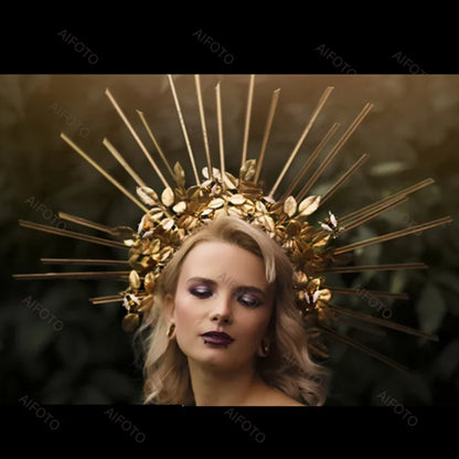 Hair Accessories For Women Photography Props Star Crown Gold Spike Halo Goddess Metal Headband Young Girl Photo Shoot Festival - Dhavinci