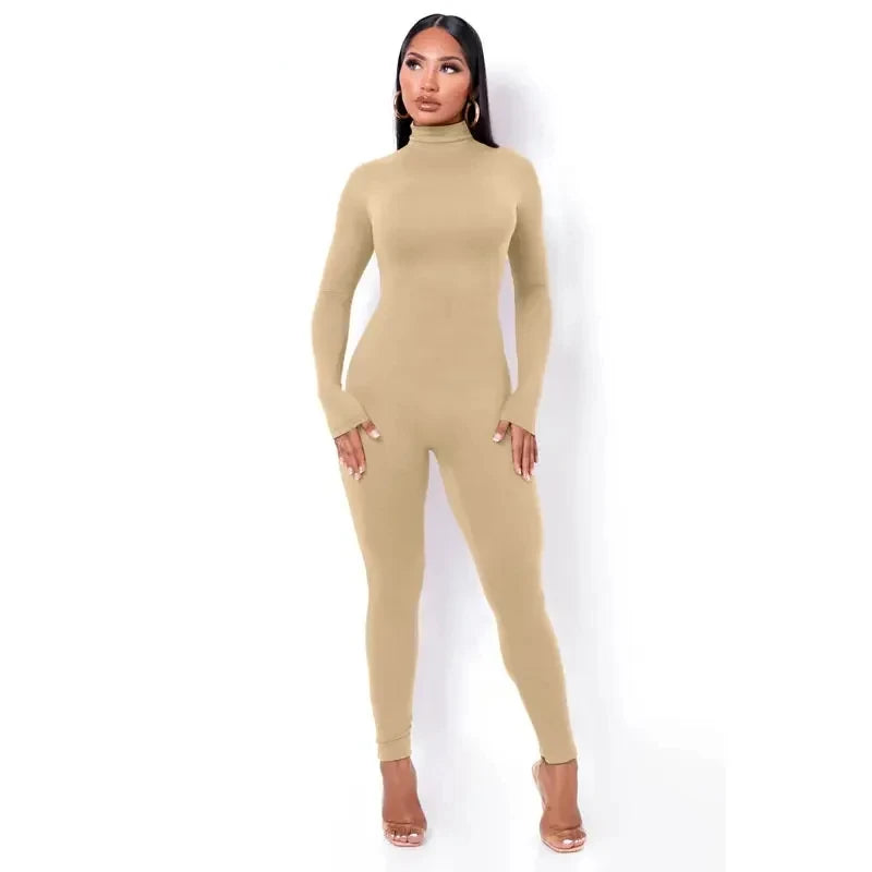 Turtleneck Skinny Jumpsuit | Women’s Stretchy One-Piece Suit