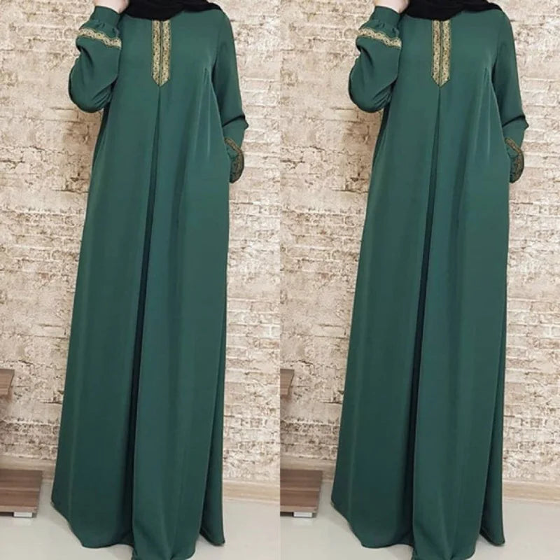 Muslim Ethnic Style Print Abayas Plus Size Dubai Dresses For Women 4xl 5xl Long Sleeve Loose Casual Robe Fashion Ramadan Dress - Dhavinci