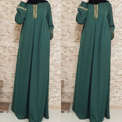 Muslim Ethnic Style Print Abayas Plus Size Dubai Dresses For Women 4xl 5xl Long Sleeve Loose Casual Robe Fashion Ramadan Dress - Dhavinci