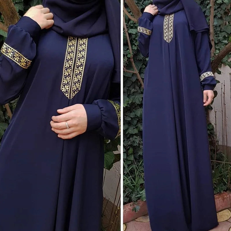 Muslim Ethnic Style Print Abayas Plus Size Dubai Dresses For Women 4xl 5xl Long Sleeve Loose Casual Robe Fashion Ramadan Dress - Dhavinci