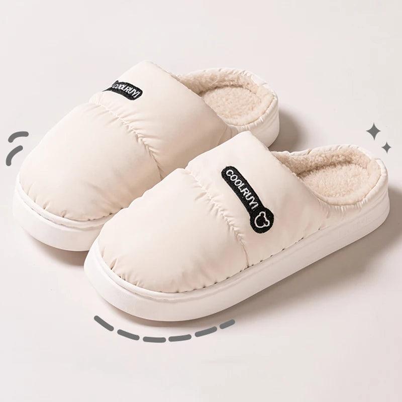 Winter Home Cotton Slippers for Women | Soft Plush Fluffy Non-Slip Slides - Dhavinci