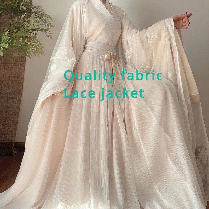 Elegant Hanfu Dress Women Ancient Chinese Traditional Hanfu Coat Outfit Female Cosplay Costume Party Show Beige Gown 3/4pcs Sets - Dhavinci