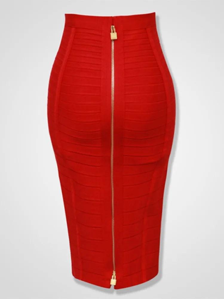 Plus Size Bandage Skirt for Women | Sexy Zipper A-Line in 13 Colors - Dhavinci