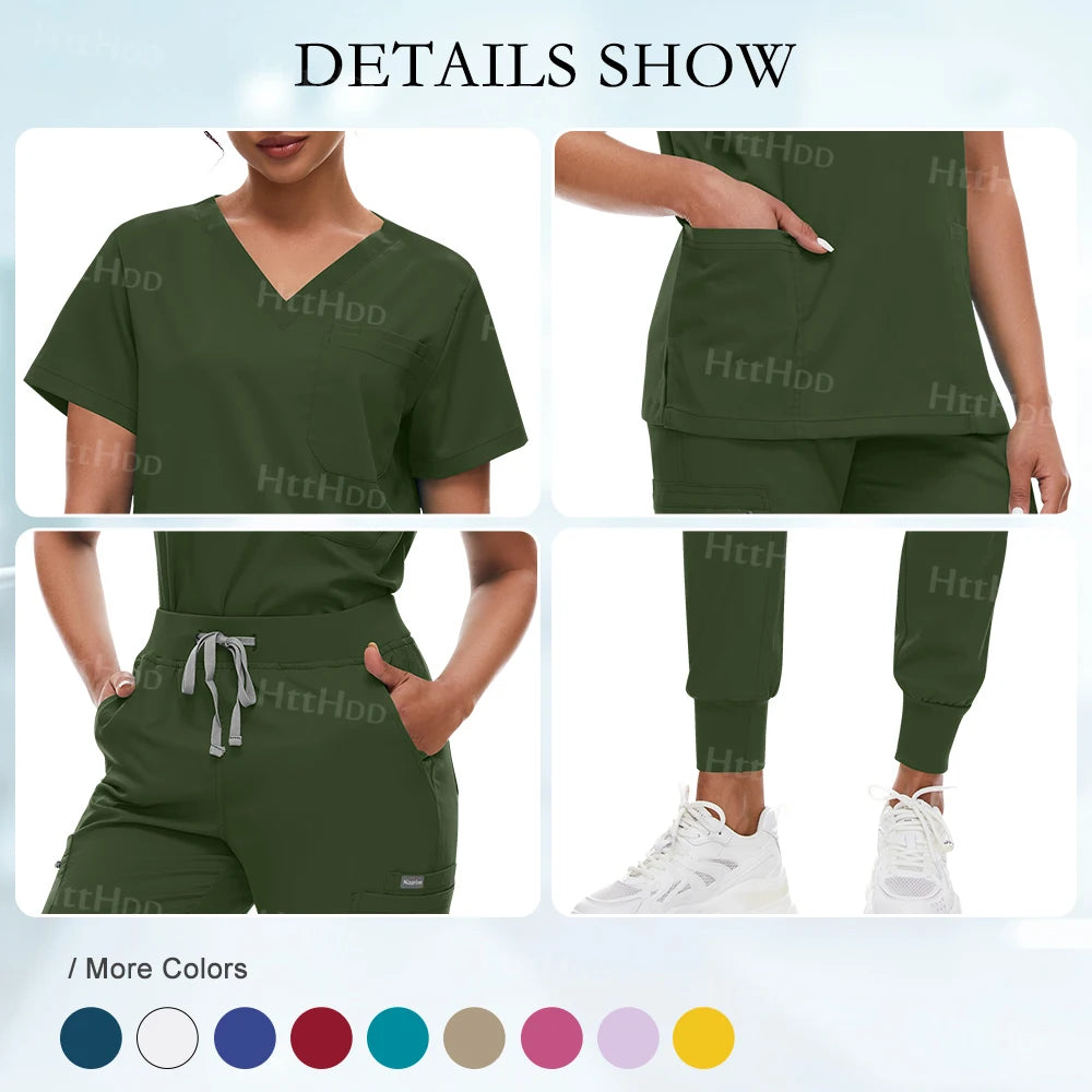 Scrub Sets Uniform Women Joggers Hospital Accessories Medical Surgical Gown Pharmacy Healthcare Work Wear Unisex Mens Scrub Soft - Dhavinci