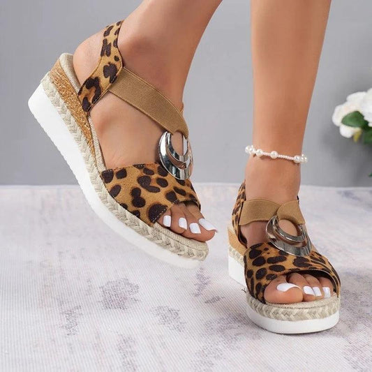 Leopard Print Women’s Sandals | Lightweight Wedge Gladiator Shoes - Dhavinci