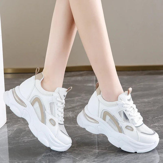 Mix Color Platform Sneakers Women | Air Cushion Lace-Up Sports Shoes - Dhavinci