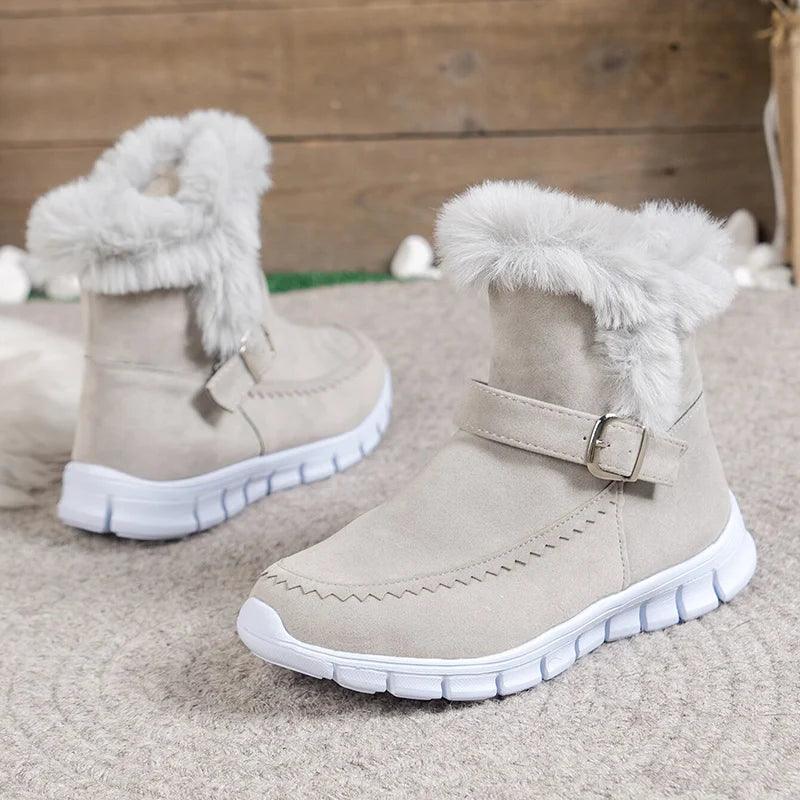 Thick Plush Ankle Boots for Women | Faux Fur Winter Snow Boots - Dhavinci