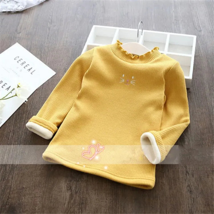 Fashion Girls Sweater 2024 | Cartoon Kids Winter Velvet Top - Dhavinci