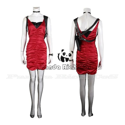 Female Resident 4 Ada Wong Cosplay Costume Evil Cheongsam Dress Red Ada Wig Shoes Halloween Carnival Disguise Suit Women Girls - Dhavinci