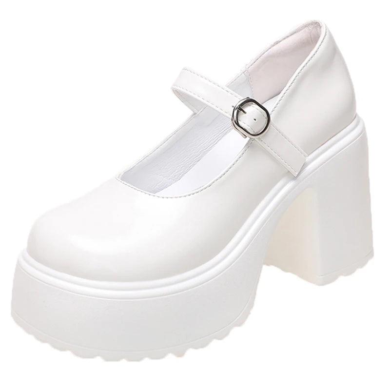 Chunky Platform Mary Jane Shoes for Women | Patent Leather Pumps - Dhavinci