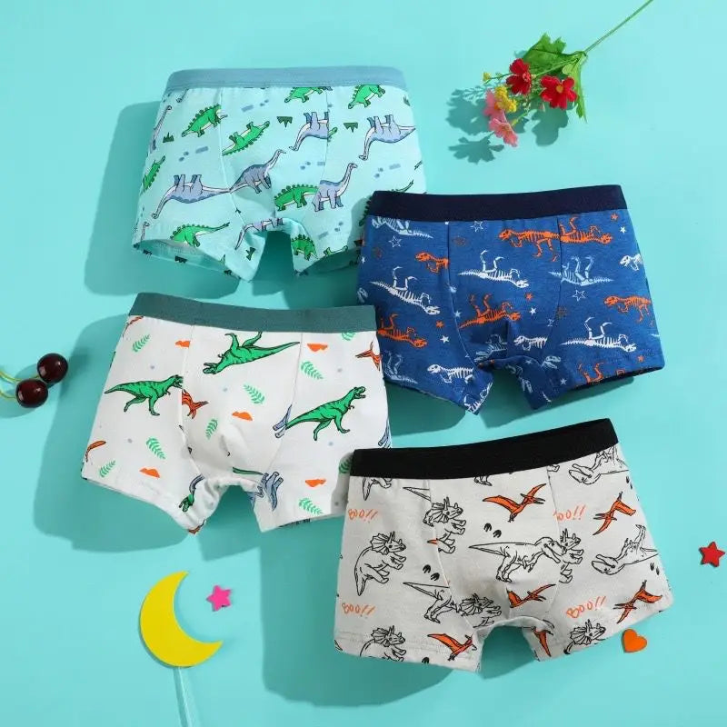 Boys' Cotton Underwear 4-Pack | Assorted Car Pattern Boxers - Dhavinci