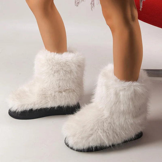 Warm Faux Fur Snow Boots for Women | Soft Sole & Plush Platform Ankle Boots - Dhavinci