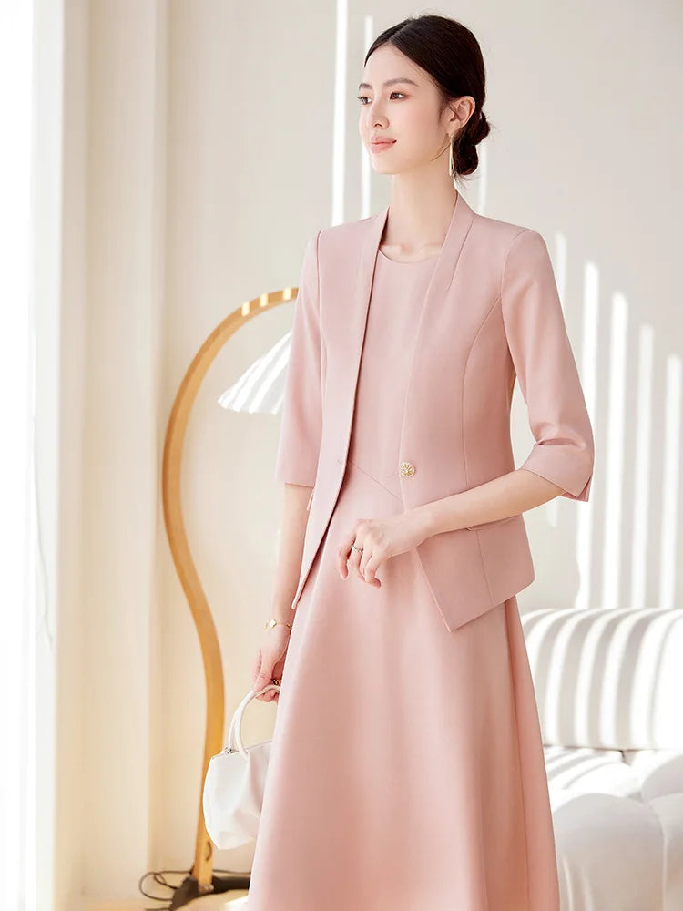 Luxury Women's Office Dress Set | Blazer & Dress Two-Piece Business Outfit - Dhavinci