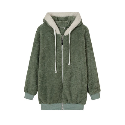 Loose Plush Zipper Hooded Jacket for Women | Autumn & Winter New Style - Dhavinci