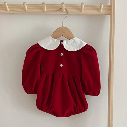 Baby Girl Party Dress | Long Sleeve Cotton Romper for Fall - Dhavinci