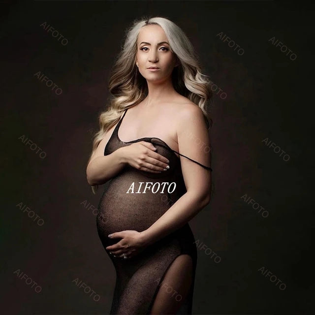 Women's Dresses For Photo Shooting Maternity Dress Gold Knitted Robe Gowns Pregnancy Photography Props Clothing Pregnant Woman - Dhavinci