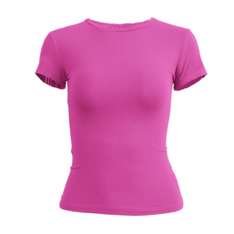 Slim Fit Short Sleeve T-Shirt for Women | Y2K Sporty Streetwear - Dhavinci