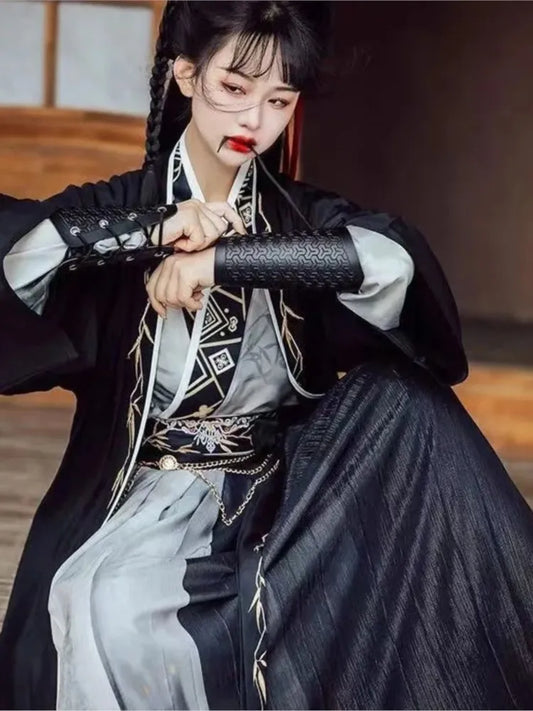 Chinese Traditional Hanfu Cosplay Costume Dresses Women SONG Dynasty Black Cool Gothic Dress китайская одежда Unisex - Dhavinci