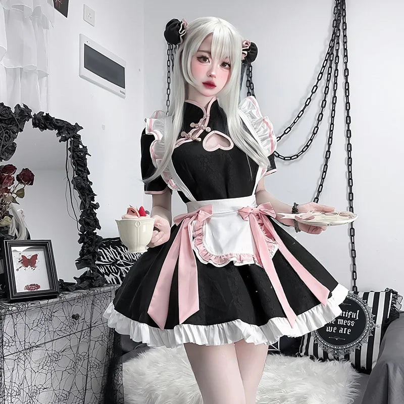 Chinese Style Maid Lolita Cosplay Costume Women Sweetheart Cheongsam Dress Halloween Party Waitress Role Play Animation Show New - Dhavinci