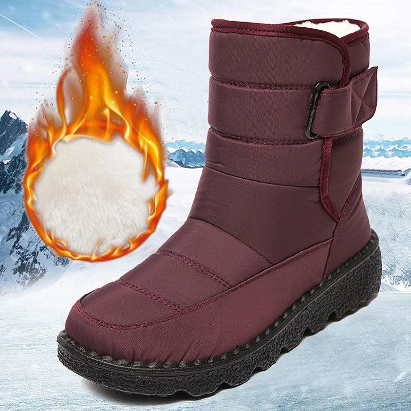 Non-Slip Waterproof Snow Boots - Plush Winter Ankle Boots for Women - Dhavinci