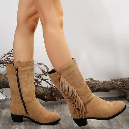 Fashion Fringe Knee-High Boots for Women | Autumn Winter Western Cowboy Boots - Dhavinci